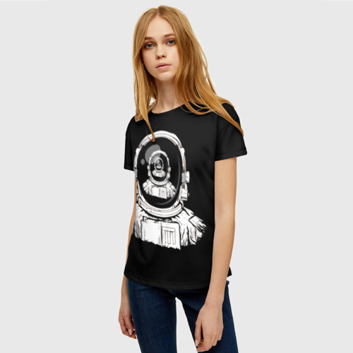 Женская футболка 3D с принтом Скафандр с отражением его же, фото на моделе #1