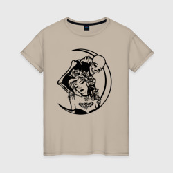 Женская футболка хлопок Девушка и скелет