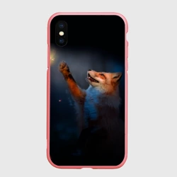 Чехол для iPhone XS Max матовый Лиса и огонек-бабочка