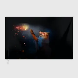 Флаг 3D Лиса и огонек-бабочка