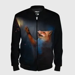 Мужской бомбер 3D Лиса и огонек-бабочка