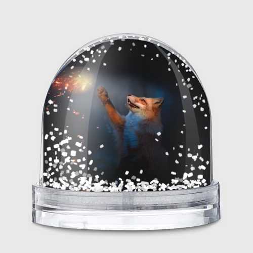 Игрушка Снежный шар Лиса и огонек-бабочка