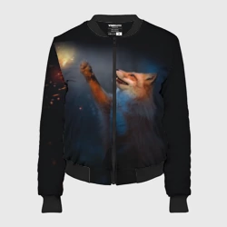 Женский бомбер 3D Лиса и огонек-бабочка