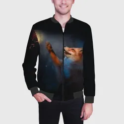 Мужской бомбер 3D Лиса и огонек-бабочка - фото 2