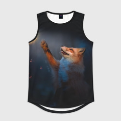 Мужская спортивная майка 3D Лиса и огонек-бабочка