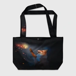 Пляжная сумка 3D Лиса и огонек-бабочка