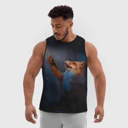 Мужская спортивная майка 3D Лиса и огонек-бабочка - фото 2