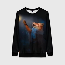 Женский свитшот 3D Лиса и огонек-бабочка