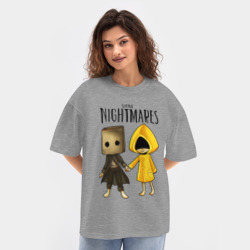 Женская футболка Oversize хлопок texturе Little nightmares - фото 2