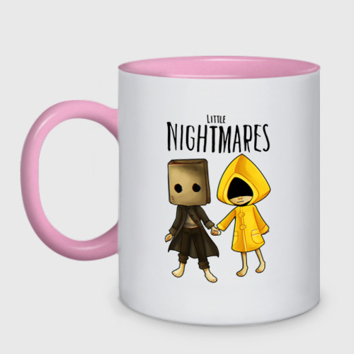 Кружка двухцветная Little nightmares, цвет белый + розовый