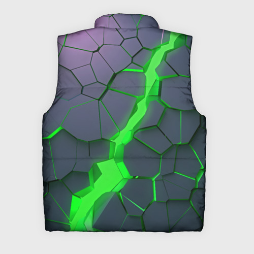Мужской жилет утепленный 3D Зеленый разлом плит в трехмерном, цвет черный - фото 2