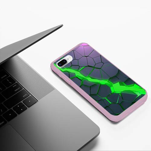 Чехол для iPhone 7Plus/8 Plus матовый Зеленый разлом плит в трехмерном - фото 5