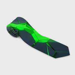 Галстук 3D Зеленый разлом плит в трехмерном