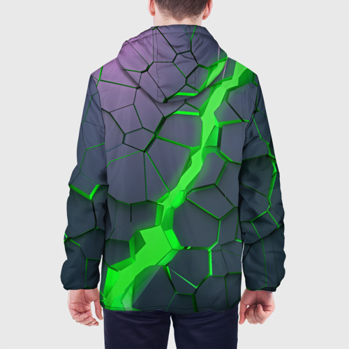 Мужская куртка 3D Зеленый разлом плит в трехмерном, цвет 3D печать - фото 5
