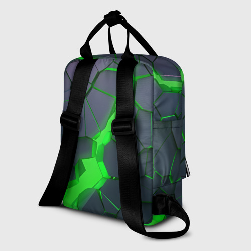 Женский рюкзак 3D Зеленый разлом плит в трехмерном - фото 5