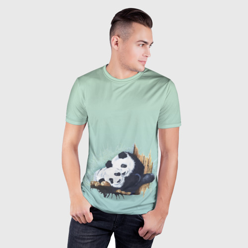 Мужская футболка 3D Slim Акварельные панды, цвет 3D печать - фото 3
