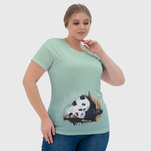Женская футболка 3D с принтом Акварельные панды, фото #4