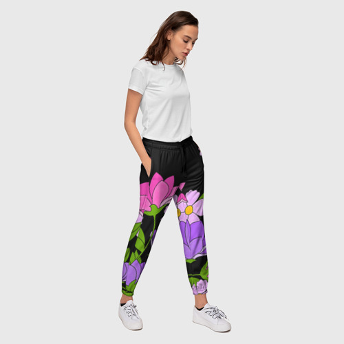 Женские брюки 3D Ночные цветы, цвет 3D печать - фото 5