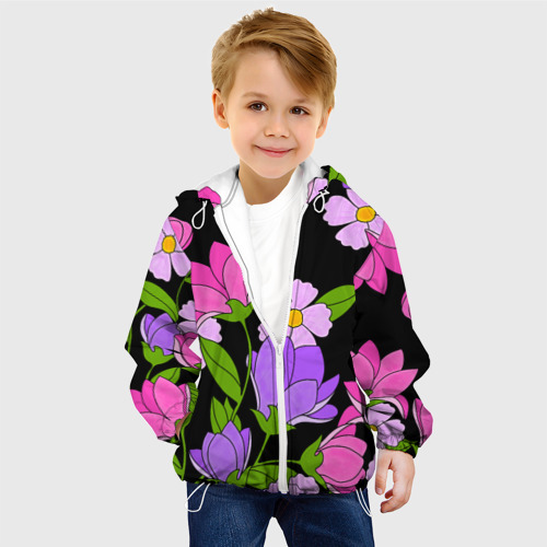 Детская куртка 3D Ночные цветы, цвет белый - фото 3