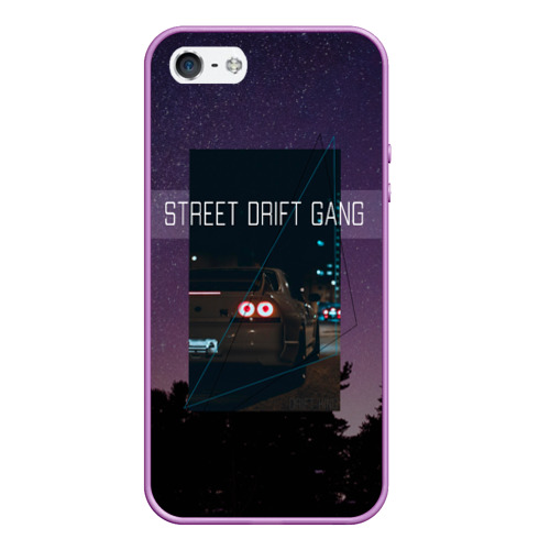 Чехол для iPhone 5/5S матовый Street Drift Gang Дрифт, цвет сиреневый