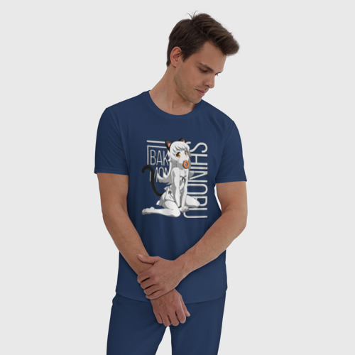Мужская пижама хлопок Bakemonogatari, цвет темно-синий - фото 3
