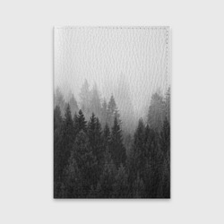 Обложка для паспорта матовая кожа Туманный лес ёлок