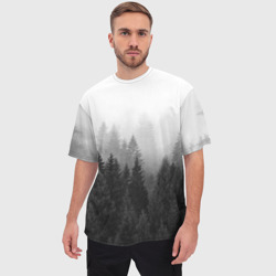Мужская футболка oversize 3D Туманный лес ёлок - фото 2