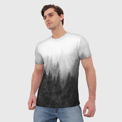 Мужская футболка 3D Туманный лес ёлок - фото 2