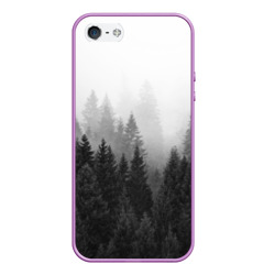 Чехол для iPhone 5/5S матовый Туманный лес ёлок