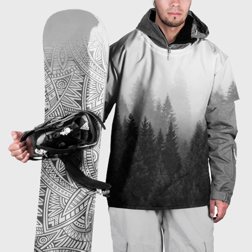 Накидка на куртку 3D Туманный лес ёлок, цвет 3D печать