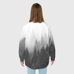 Рубашка с принтом Туманный лес для любого человека, вид сзади №2. Цвет основы: белый