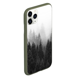 Чехол для iPhone 11 Pro матовый Туманный лес ёлок - фото 2