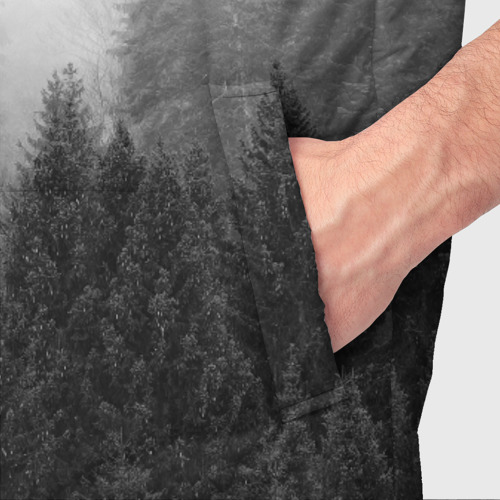 Мужской жилет утепленный 3D Туманный лес ёлок, цвет красный - фото 6