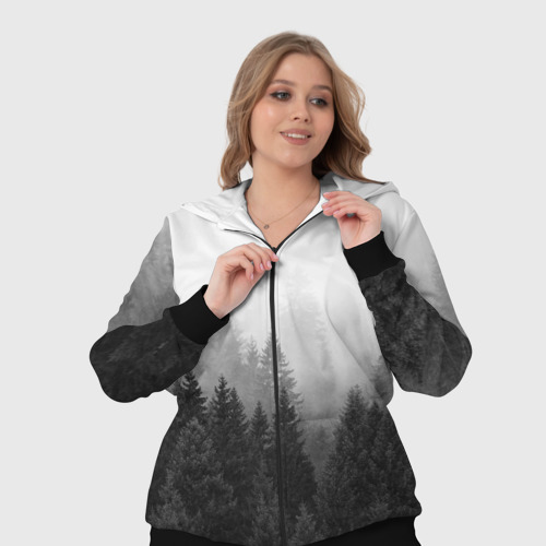 Женский костюм 3D Туманный лес ёлок, цвет черный - фото 7
