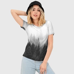 Женская футболка 3D Slim Туманный лес ёлок - фото 2