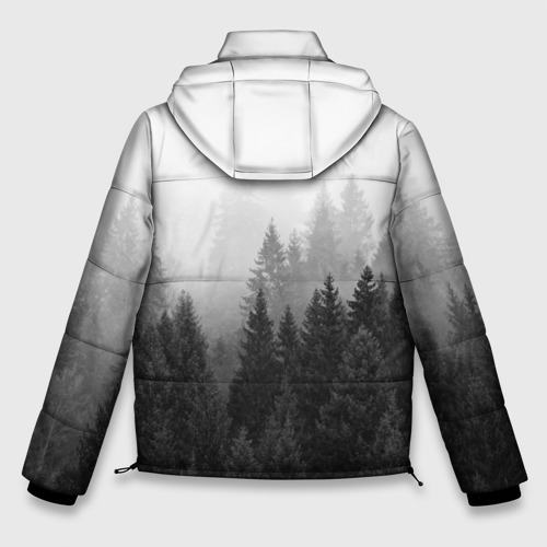 Мужская зимняя куртка 3D Туманный лес ёлок, цвет черный - фото 2