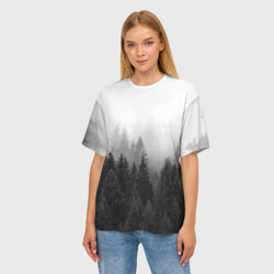 Женская футболка oversize 3D Туманный лес ёлок - фото 2