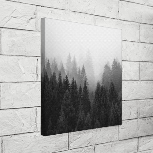 Холст квадратный Туманный лес ёлок, цвет 3D печать - фото 3