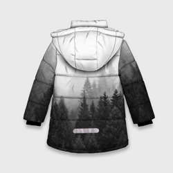 Куртка с принтом Туманный лес для любого человека, вид сзади №1. Цвет основы: черный