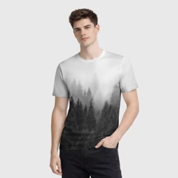 Мужская футболка 3D Туманный лес ёлок - фото 2