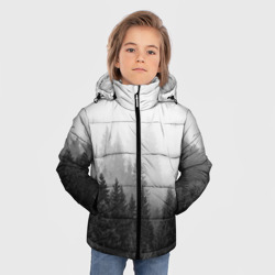 Куртка с принтом Туманный лес для любого человека, вид спереди №2. Цвет основы: черный