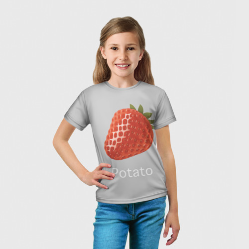 Детская футболка 3D Strawberry potatoes, цвет 3D печать - фото 5