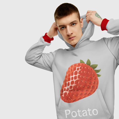 Мужская толстовка 3D Strawberry potatoes, цвет красный - фото 5