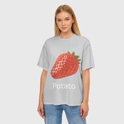 Женская футболка oversize 3D Strawberry potatoes - фото 2