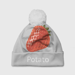 Шапка 3D c помпоном Strawberry potatoes