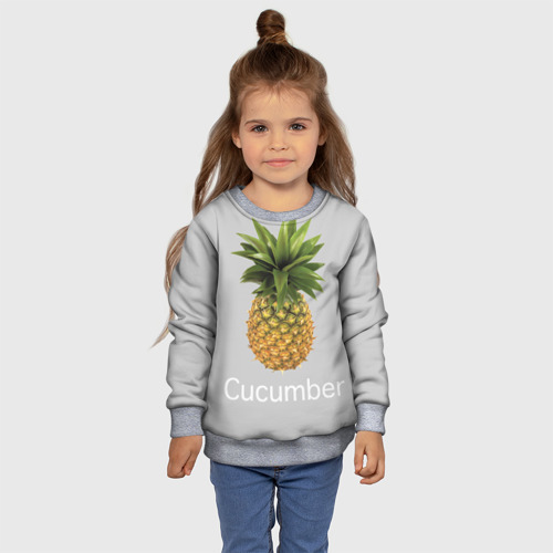 Детский свитшот 3D с принтом Pineapple cucumber, фото #4