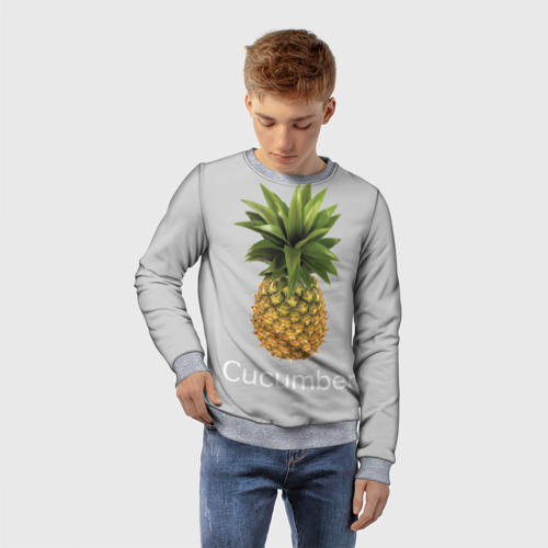 Детский свитшот 3D с принтом Pineapple cucumber, фото на моделе #1