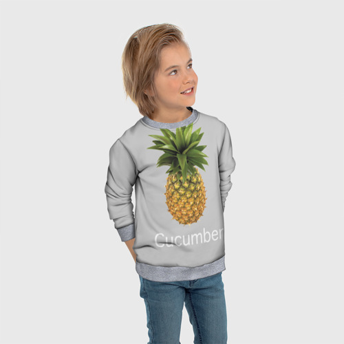 Детский свитшот 3D с принтом Pineapple cucumber, вид сбоку #3