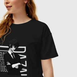 Женская футболка хлопок Oversize Дазай Осаму - фото 2