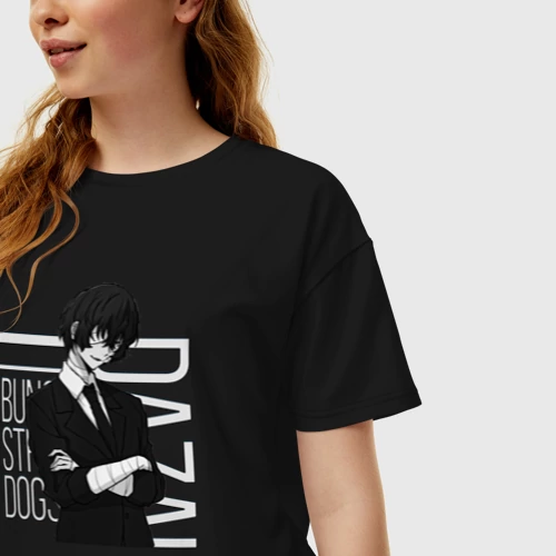 Женская футболка хлопок Oversize Дазай Осаму - фото 3